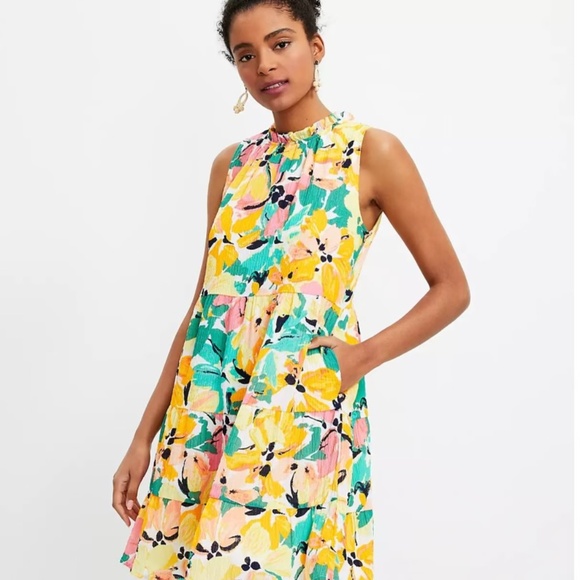 LOFT Dresses & Skirts - Loft Floral Tiered Dress Sz. Small Tall NWT